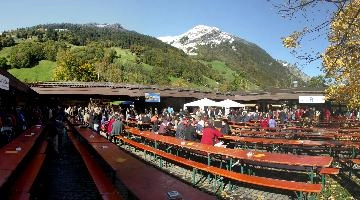 Beer garden in Glarus, Switzerland, null